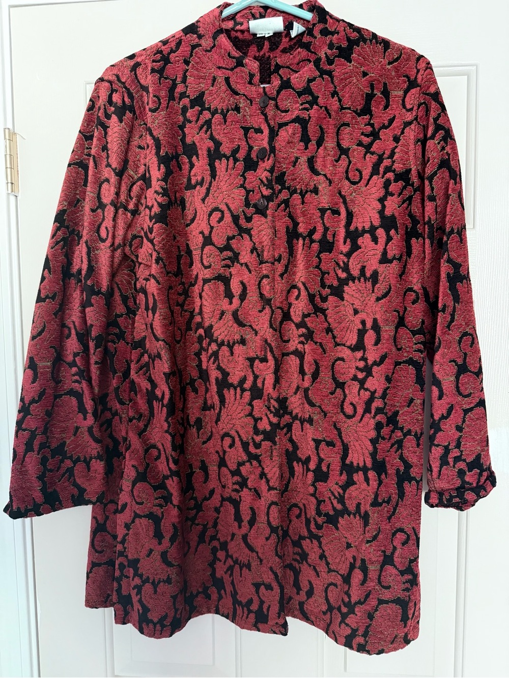 Chico's Vintage Velour Long Brocade Jacket